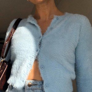 Princess Polly Blue Fuzzy Cardigan